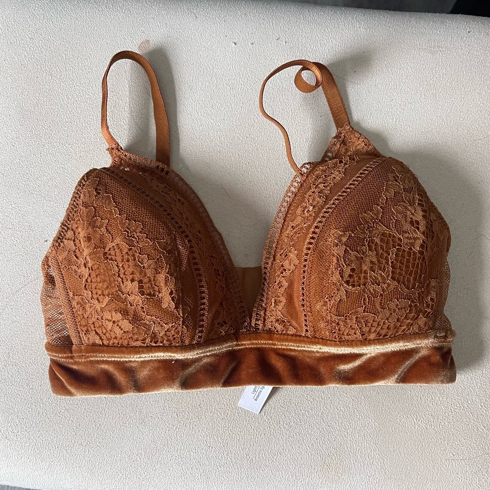Velvet and lace bralette